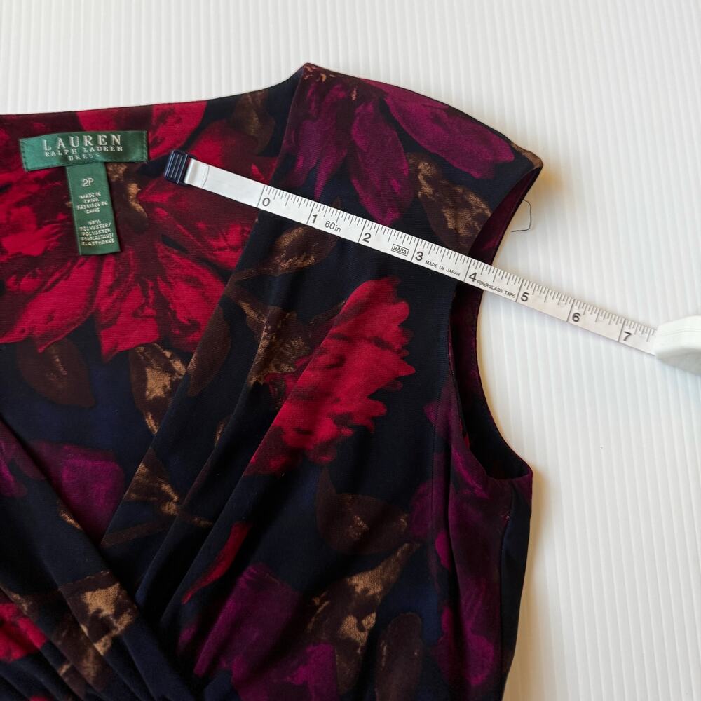 Lauren Ralph Lauren Floral Sheath Dress 2P Petite Event Cocktail Dark Feminine - Picture 10 of 16